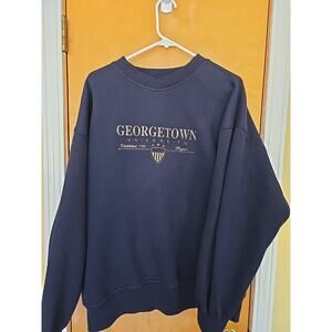 VINTAGE Georgetown Hoyas Sweatshirt Mens Adult XL Blue NCAA College USA MADE